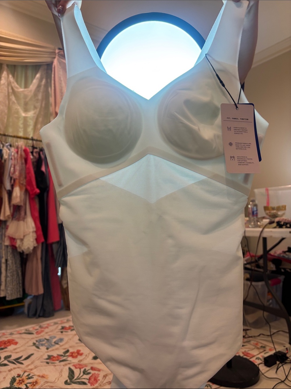Honeylove White Sculpting Bodysuit with Built-In Cups